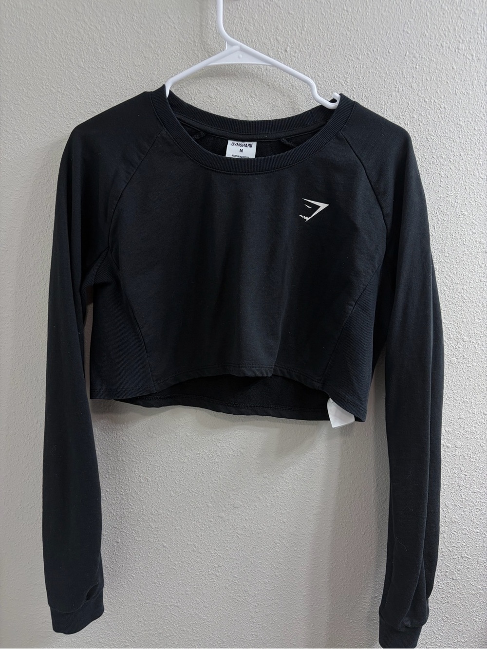 Gymshark Black Cropped Long Sleeve Crew Top